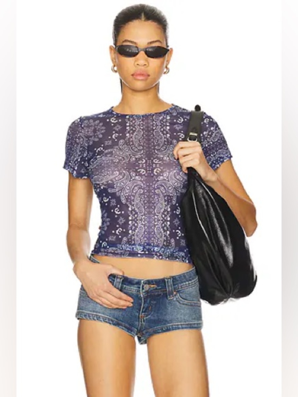 Miaou Mesh Mini Tee Navy Bandana